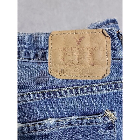 American Eagle Outfitters Jeans Mens 36 38x32 Straight Low Rise Distressed Blue - Picture 15 of 16